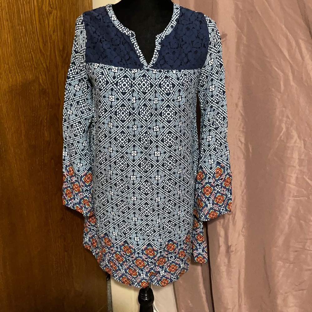 🔥CLEARANCE 🔥Red Camel long sleeve boho style mini dress,sz.XS